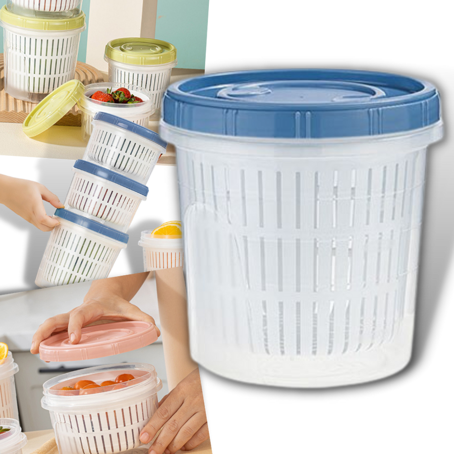 Stackable Food Container with Drainer -