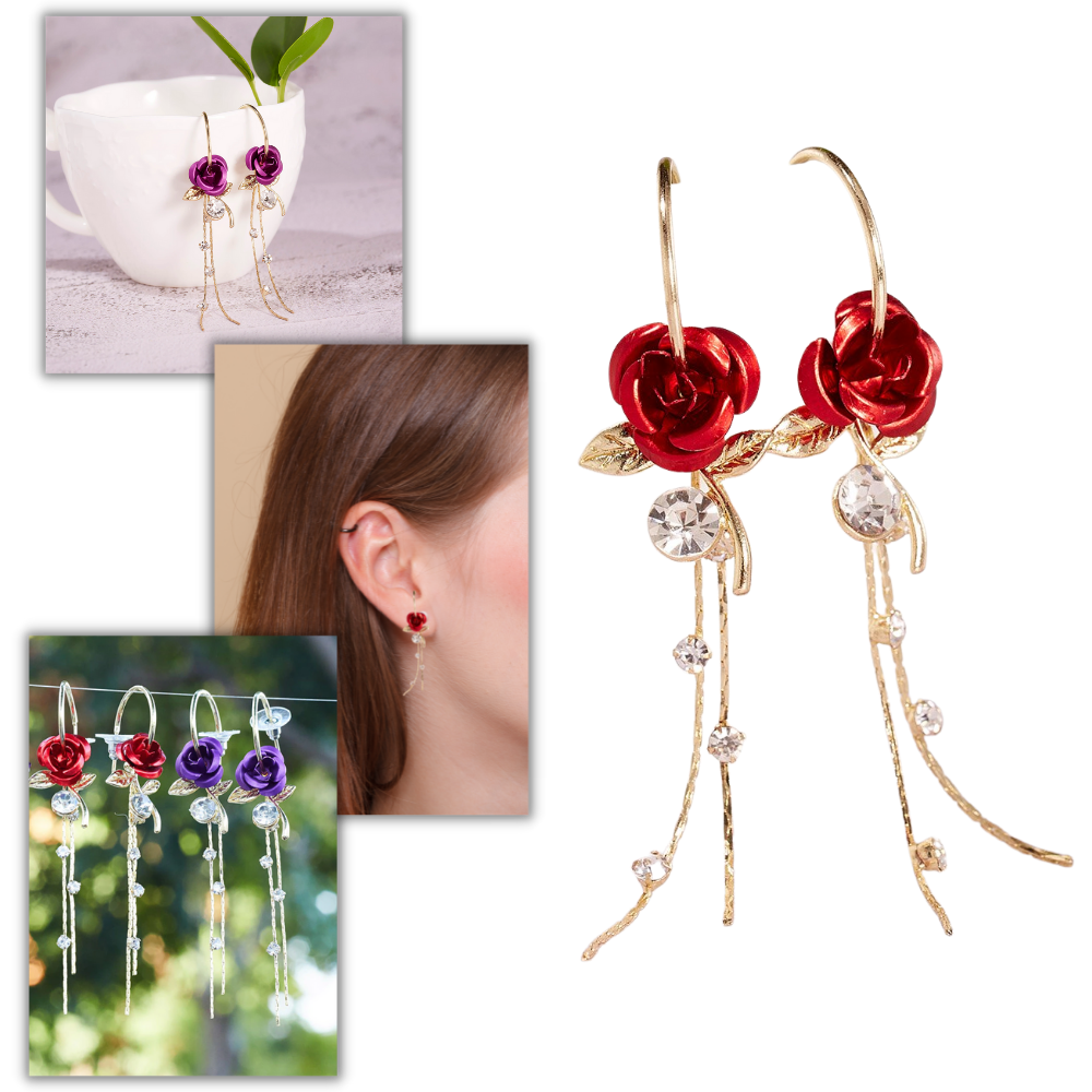 Rose Tassel Earrings -