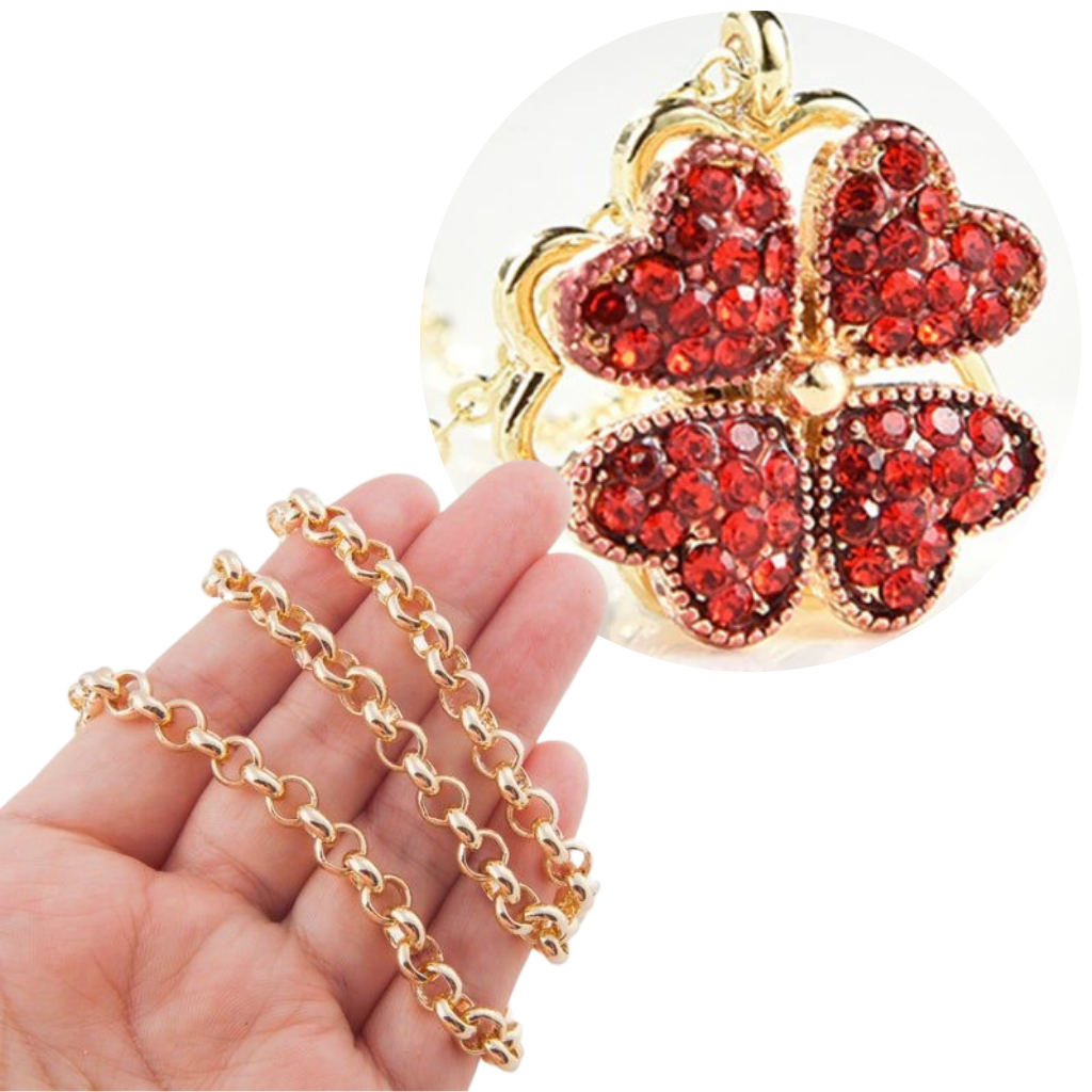 Adjustable 4 Leaf Clover Heart Necklace Silver Clover Pendant