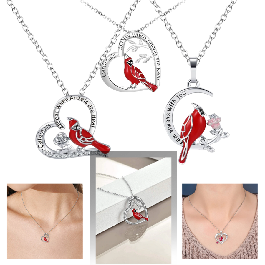 Cardinal Heart Pendant Necklace -