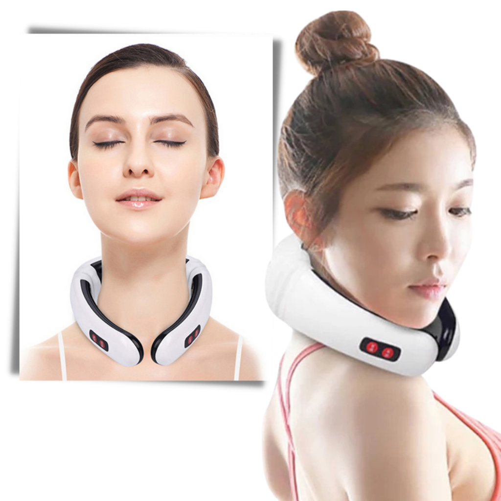 Circular traction neck massager with infrared heating