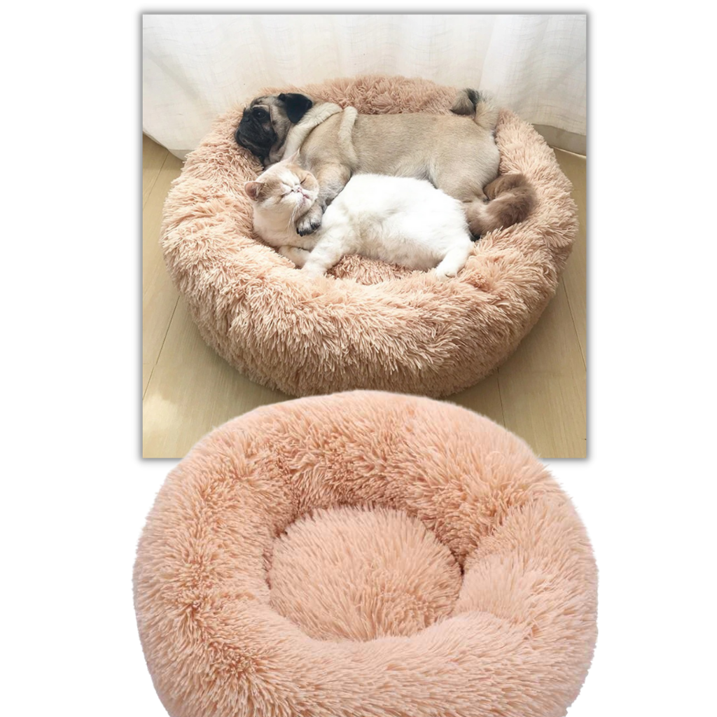 Ultra Comfortable Fluffy Plush Donut Pet Bed with Lumbar Support