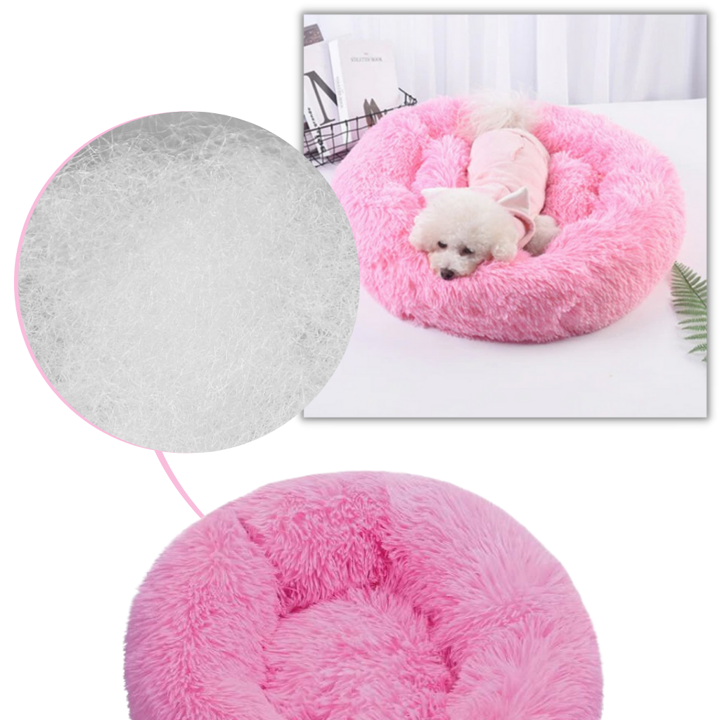 Pink fluffy hotsell dog bed