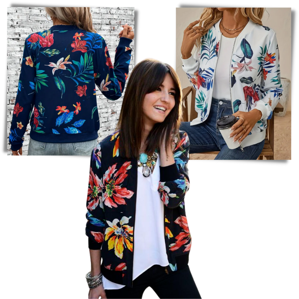 Flowers top bomber jacket
