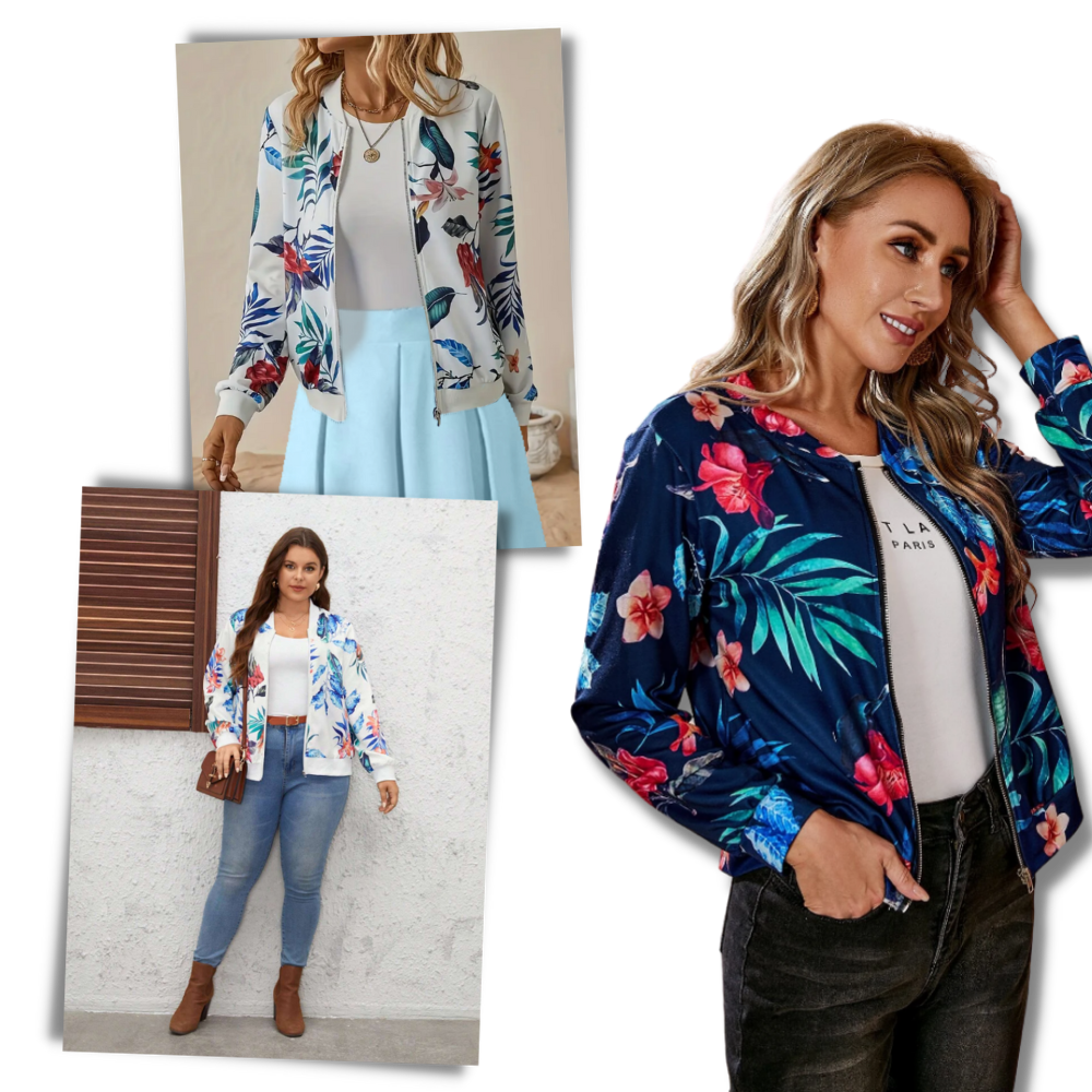 Floral print 2025 bomber jacket