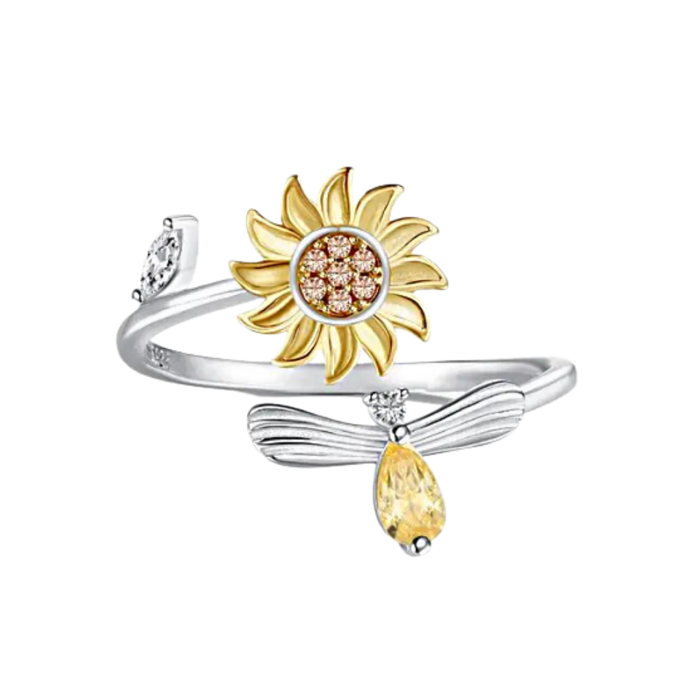 Sunflower Spinner Ring -Silver - Ozerty
